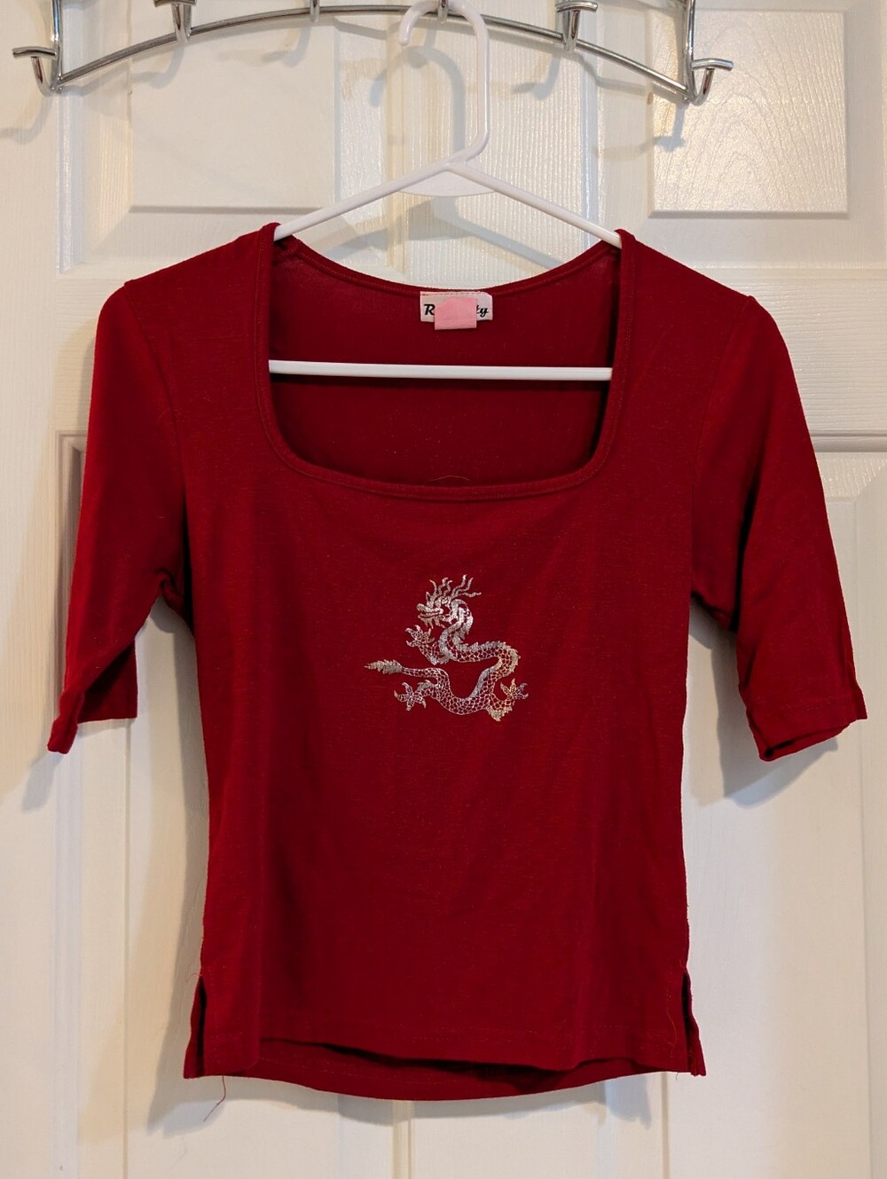 Red Dragon Graphic Square-Neck Top